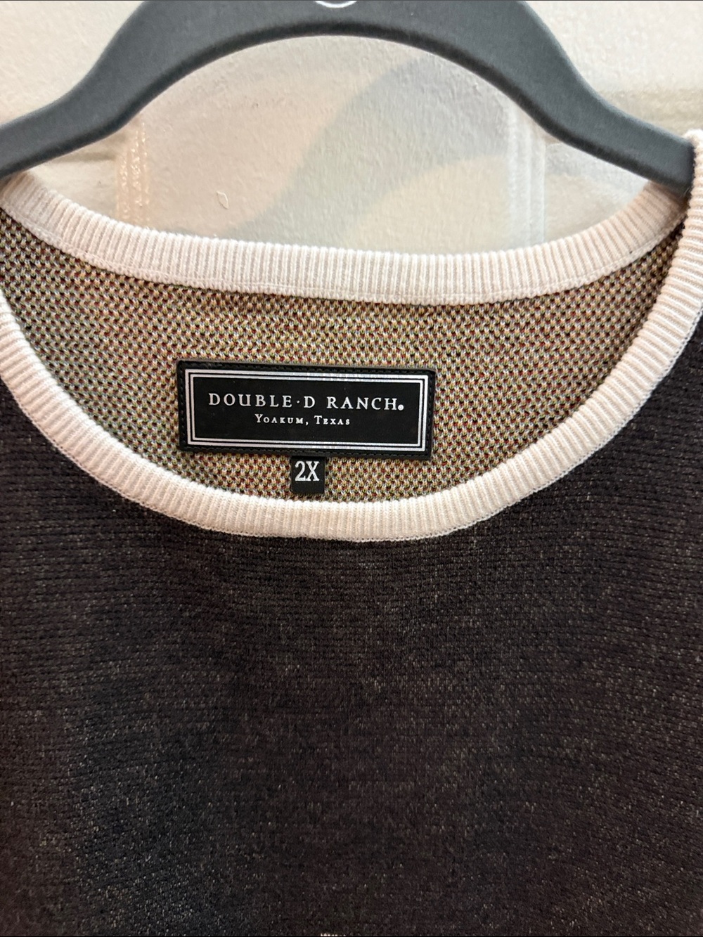 NWT Double D Ranch Brown with Cream Trim Western Cowboy Crewneck Sweater. 2X - Picture 6 of 14